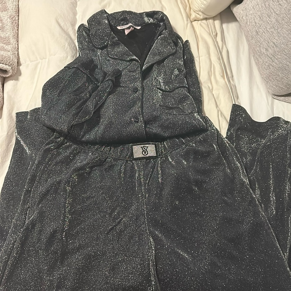 VS Black sparkle holiday PJ SET